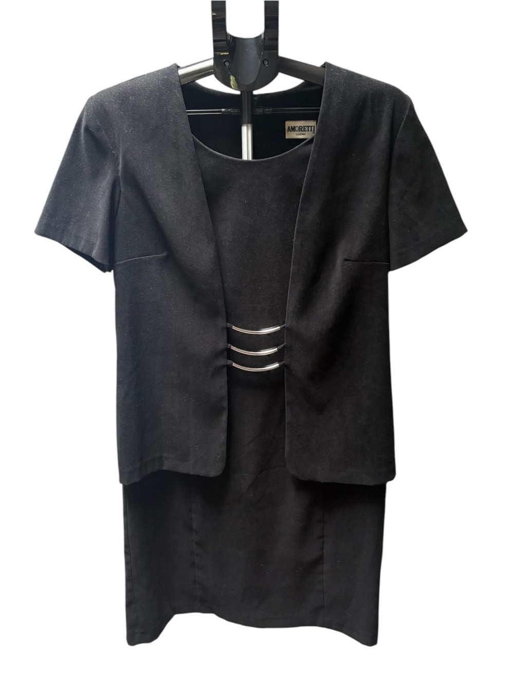 Amoretti Black Dress Set with Silver Accent